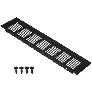 PATIKIL 12 x 3 Inch Door Air Vent Cover, Aluminum Grille Ventilation Cover Louvered with Mounting Screws for Cabinet Wardrobe Door, Black