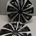 Hub Caps 15Inch Set of 4,PP Plastic Silver & Black Universal Hubcap,Wheel Covers for Cars,Exterior Accessories,Fits Most Cars,Ford Toyota VW Chevy Nissan Honda Mazda Dodge