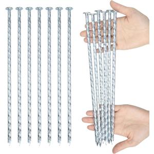 12-inch Artificial Turf Stakes Solid Galvanized Metal Spiral Landscape Edging Spikes for Outdoor, Heavy-Duty Rust Resistant Security Anchoring Spikes (16)