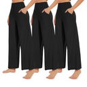 NEW YOUNG 3 Pack Women's Wide Leg Pants with Pockets High Waist Loose Sweatpants Casual Lounge Yoga Workout Palazzo, S
