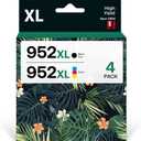 Compatible Ink Cartridges Replacement for HP 952XL/952XL to Use with Pro 7740/8210/8710/8720/8740/8715/7720/8725/8730 Printers Work for Home Office, Black, Cyan, Yellow, Magenta, 4-Pack