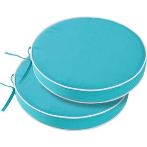 Outdoor Bistro Chair Cushions Set of 2, Waterproof 15 inch Round Seat Cushions with Ties for Patio Deck Furniture