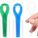 200 Count Floss Threader,Floss for Braces Bridge Flossers for Adults Bridges Orthodontic Dental Flossers Threaders with Box for Braces Bridges and Implants(Blue Green)