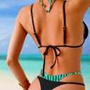 TASHEHE Women's Thong Bikini Set Sexy Y2K Triangle Swimsuit Halter Tie Two Piece Bathing Suit (Black, L)
