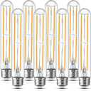 Tubular Light Bulb 7.3 Inch Dimmable T10 LED Bulb E26 6W 60 Watts Edison Bulbs 2700K Solf White,185mm Long for Wall Sconces, Pendant, Livingroom, Pack of 8