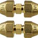 2 Pieces AC Copper Pipe Extension Joint Connectors 1/4" Brass Flare Fitting Nuts Butt Copper Tube Fitting with Flare Nut