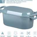 VORRINGARD Oval Dutch Oven Pot with Lid, Enamel Coating Cast Iron Bread Pans for Homemade Sourdough Bread Baking, Cooking, 4 Quart, Sea Salt