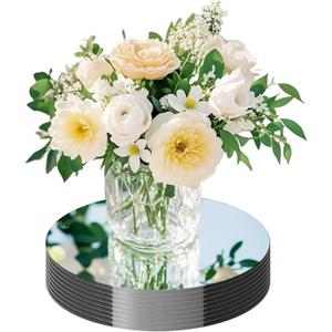 20 Pack Round Mirror Centerpieces for Tables, No Glass AcrylicCircle Mirror Table Centerpieces Mirror Tray Candle Plates for Wedding Table DecorationChristmas Home Decor (12inch)