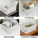 Fordonral 4 Pack Linen Storage Bins, Storage Containers for Organizing Clothing, Jeans, Toys, Books, Shelves, Closet, Wardrobe - Closet Organizers and Storage, Large Storage Boxes Baskets with Window, 15.75"L x 10.63"W x 6.69"H