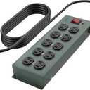 Belkin Power Strip Surge Protector - 10 AC Outlets, 15ft Heavy Duty Metal Extension Cord with Wall Mount Holes for Home, Office, Travel, Computer Desktop, Laptop & Phone Charging Brick