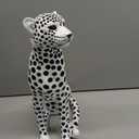 Quoowiit Statues for Home Decor, Modern Sculptures and Statues Decorations for Living Room, Bedroom, Table, Bookshelf, White Resin Leopard Art Decorative Sculpture with Black Polka Dots Design