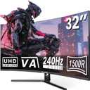 Gawfolk 32 Inch 4K 240Hz Curved Gaming Monitor, UHD 3840 x 2160, 1500R