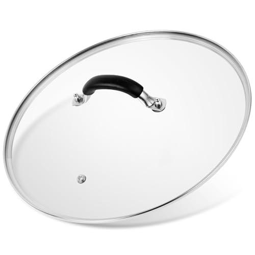 12 Inch Pan Lid - Glass Lid with Stainless Steel Handle for Frying Pan and Pots (12" Lid)