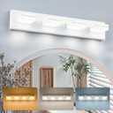 VONLUCE Bathroom Vanity Light Fixture, 4-Light Modern LED Vanity Light, 3CCT Adjustable Bathroom Lights with Memory Function Rotatable Shades, 26" Wall Lighting Fixture Over Mirror, Matte White