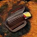 Leather Pocket Knife Sheath For Belt, Slanted Sheath, Tooled Leather Sheath, Beautiful Folding/Trapper Knife Leather Cover 100% Real Leather (Dark Brown)