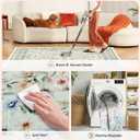 Washable Floral Area Rug 5'7' Beige Green Pink Boho Large Living Room Rug Non-Slip Soft Colorful Oriental Vintage Bedroom Carpet Dining Room Nursery Home Office Indoor Decor