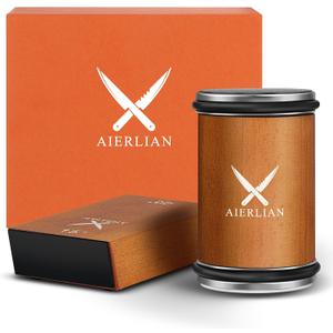 Knife Sharpener Tool, Rolling Knife Sharpener Kit, Knife Sharpening with Diamonds and Ceramic for Steel of Any Hardness, Kitchen knife Sharpener with 15 & 20 Degree Magnetic Angle(Brown)