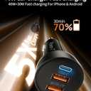 USB C Car Charger, 2 Pack 70W 3-Port PD/QC Fast Charging Cigarette Lighter USB Charger Car Phone Adapter Accessories for iPhone 17/Air/16/15/14/13/12 Pro Max, iPad, Pixel, Galaxy S25/S24/S23, Android