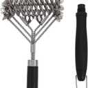 BESPORTBLE Portable Camping Grill Brush with Scraper Ergonomic Handle BBQ Cleaning Tool for Outdoor Grills Reusable Barbecue Scrubber for Thorough Stain Removal and Easy Storage