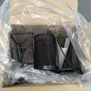 Bekith Silverware Caddy Paper Plate Napkin Holder, Utensil Holder with Handle, Countertop Flatware Caddy Portable Cutlery Storage Organizer for Kitchen, Picnic, Camping, Party, Metal Mesh, Black