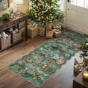 2x5 Washable Kitchen Area Rug: Floral Scalloped Entryway Runner Farmhouse Non-Slip Floor Carpet for Hallway Bathroom Soft Comfort Tile/Hardwood Floors Protection Mat Cute Home Decor(2x5, Floral/Green)