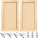 Cinnvoice 2 Pcs 15.5'' W x 29'' H Unfinished Pine Kitchen Cabinet Door Replacement with 4 Pcs Cabinet Hinges Wood Shaker Door Front Replacement for Kitchen, Bathroom, Vanity