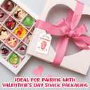 Cazhes Valentine's Day Paper Gift Tags, 50 Pcs Valentine Name Tag with String for Gifts Bags, Popcorn Holiday Presents Wrapping for Party Decoration Supplies - C06