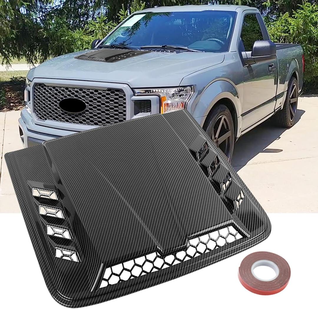 Universal Hood Air Vent,Car Hood Vents,Hood Vents for Trucks, Universal Hood Scoop for Cars,Suit for Colorado, Dodge Ram 1500 2500 3500,GMC Sierra(Carbon Fiber Pattern), 20 x 18.5 inches
