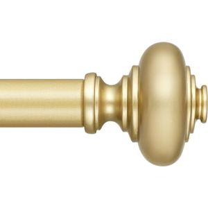 Gold Curtain Rods for Windows 48 to 84 Inch, Decorative Heavy Duty Single-Side Adjustable 1 Inch Diameter Gold Curtain Rod, Boho Vintage Rustic Metal Drapery Pole for Farmhouse Bedroom Living Room