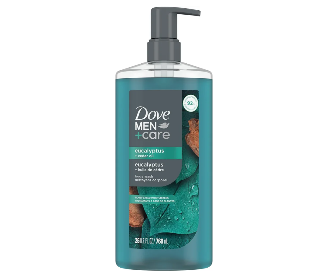 DOVE MEN Moisturizing Body Wash | #1 Dermatologist Body Wash for Men, Sulfate Free, Paraben Free, & Dye Free | Eucalyptus + Cedar Oil, 26oz
