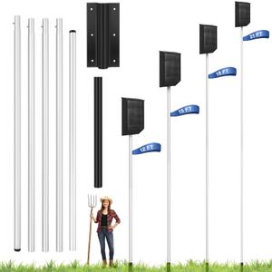 15 FT Telescoping Purple Martin Bat House Pole, Bat House Kit with Ground Socket, Adjustable Heavy Duty 5-Section Pole, Bird Feeder Accessories for Outdoors (Silver)