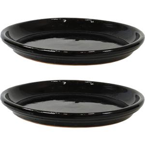 Sunnydaze 12-Inch Ceramic Plant Saucers - Plant Drip Trays for Outdoor Planter Flower Pot Drainage - Only One Pc - Obsidian