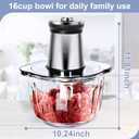 BUMET 16 cup glass bowl 850W Electric Food Processor,LED timer. 3-Tiered 6 Cutting Edges blade for mincing, chopping,Ideal as meat grinder,fresh vegetables chopper,pet food process in kitchen.