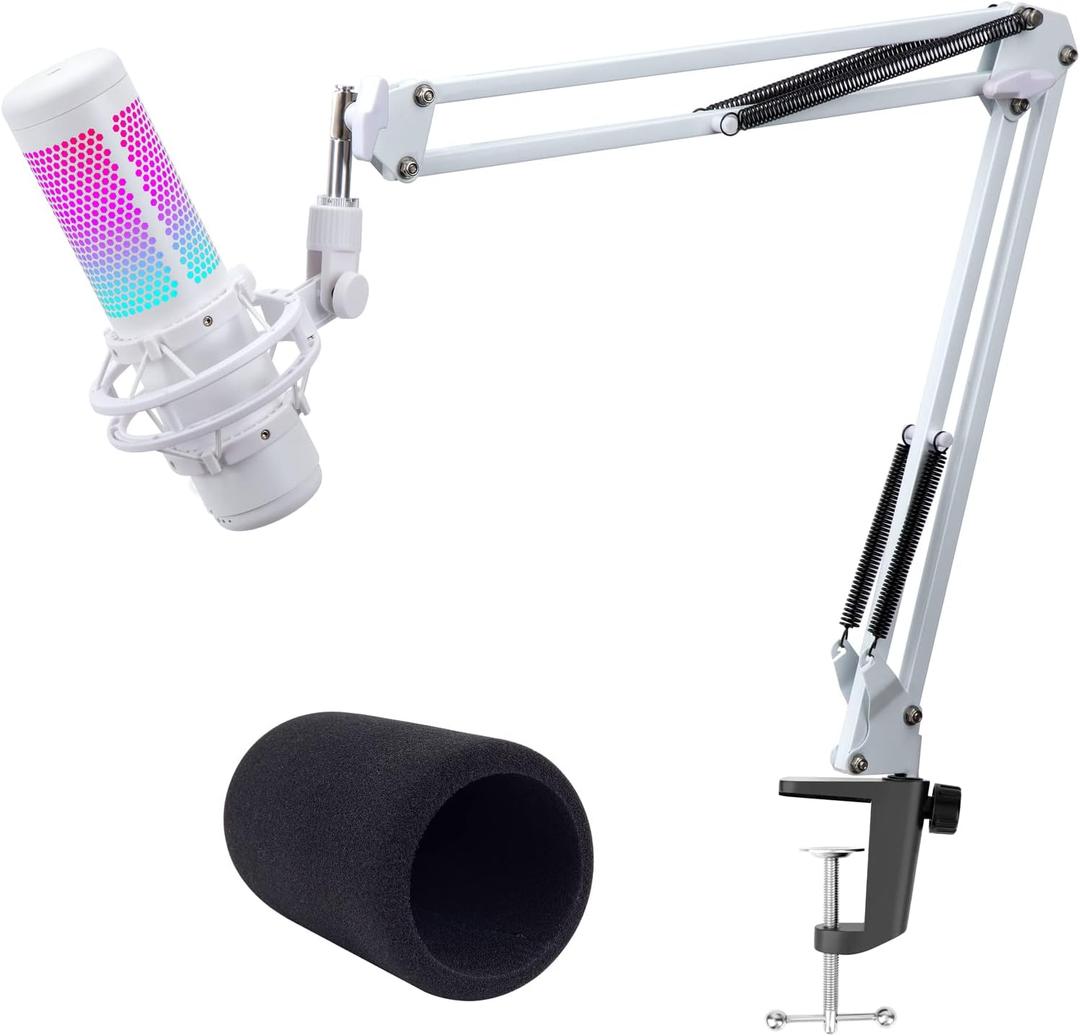 White Boom Arm for HyperX QuadCast S - White Mic Arm Compatible with Hyperx Quadcast White Microphone, Premium Microphone Boom Arm Stand by YOUSHARES
