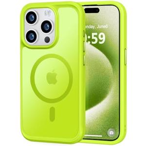 MOCCA Strong Magnetic for iPhone 15 Pro Case, [Compatible with Magsafe][13FT Military Drop Protection] Slim Translucent Matte Shockproof Case for iPhone 15 Pro Phone Case 6.1'', Lime Green