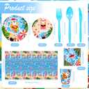 HOWAF 117pcs Hawaii Christmas Decorations Tableware Set, Paper Plates and Napkins Sets Plastic Xmas Santa Tablecloth Disposable Dinnerware Beach Party Paper Cups Forks Supplies