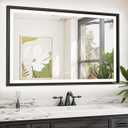 TETOTE Black LED Bathroom Mirror with Lights 48x30 Front & Back Light Vanity Framed Mirror Baroque Gothic Anti Fog Dimmable White/Warm/Natural,CRI90+,Waterproof,Wall Mounted(Horizontal/Vertical)