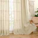 LAMIT Natural Linen Blended Curtains 63 Inch for Bedroom, Light Filtering Semi Sheer Burlap Curtains Farmhouse Boho Back Tab and Rod Pocket Drapes for Dining Room, 2 Panels (52 x 63 Inch, Linen)