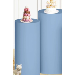 OMKSIH Spandex Cylinder Pedestal Covers Set of 2 - Dusty Blue Stand Covers for Party Dessert Decor - Plinth Cover OMKSIH Spandex Cylinder Pedestal Covers Set of 2 - Dusty Blue Stand Covers for Party Dessert Decor - Plinth Cover