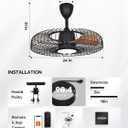 Orison Outdoor Ceiling Fans with Lights for Patio, 24" Weatherproof Ceiling Fan, Gazebo Fan Remote & APP Control, 3CCT Dimmable,Caged Plug in Ceiling Fan with Hanging Hook for Pergola Porch Canopy