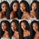 Kinky Straight Bundles Human Hair 26 28 30 Inch Yaki Bundle Natural Black Light Yaki Human Hair Bundles Double Weft Hair Weave Unprocessed Brazilian Remy Hair Extensions