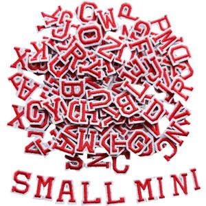 130pcs Iron on Letter Patches 0.7 inch, 5 Sets of 26 Embroidered Alphabet A-Z Patches for Clothing Jackets Hats Backpacks Jeans Red