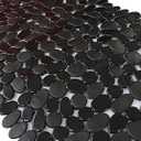 SONGZIMING Non-Slip Pebble Bathtub Mat Black 16 W x 35 L Inches (for Smooth/Non-Textured Tubs Only) Safe Shower Mat with Drain Holes, Suction Cups for Bathroom