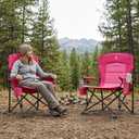 EVER ADVANCED Oversized Folding Women Camping Chair, for Adults Heavy Duty Lawn Chair with Side Pockets, Portable Collapsible Quad Chair for Outside, Support Up to 500lbs, Pink, 24 inches x 19.7 inches x 40 inches