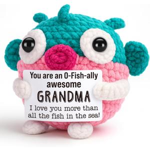 LEJIAJINW Gifts for Grandma Christmas Stocking Stuffers, Birthday Gifts for Grandmother Gigi Nana Mimi Grammy from Granddaughter Grandson Grandkids, Cute Mini Handmade Crochet Fish for Her
