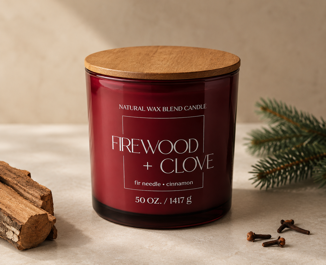 Natural Wax Blend Candle Firewood + Clove (50oz)