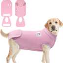 cyeollo Dog Surgery Recovery Suit Soft Breathable Female Male Pet Bodysuit for Spay, Neuter, Surgical Recovery Shirt for Small Medium Large Dogs, Pink, XL (X-Large (Back: 19"-22"))