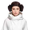 karlery Women Short Dark Brown Wig with Two Buns Princess Cosplay Wig Heat Resistant Synthetic Fiber Brethable Adjustable Size for Halloween Costume Party