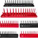 6PCS Socket Organizer Tray Set, Red SAE & Black Metric Socket Storage Trays, 1/4-Inch, 3/8-Inch & 1/2-Inch Drive Deep and Shallow Socket Holders for Toolboxes