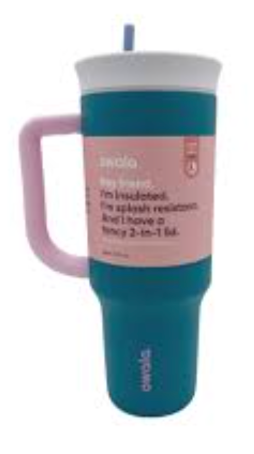 Owala Stainless Steel Triple Layer Insulated Travel Tumbler with Spill Resistant Lid, Straw, and Carry Handle, BPA Free, 40 oz, Dusty Pink